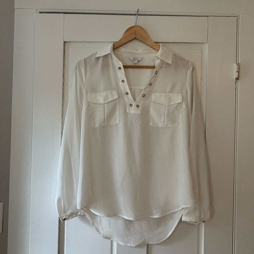 Candies White Button-Up Blouse